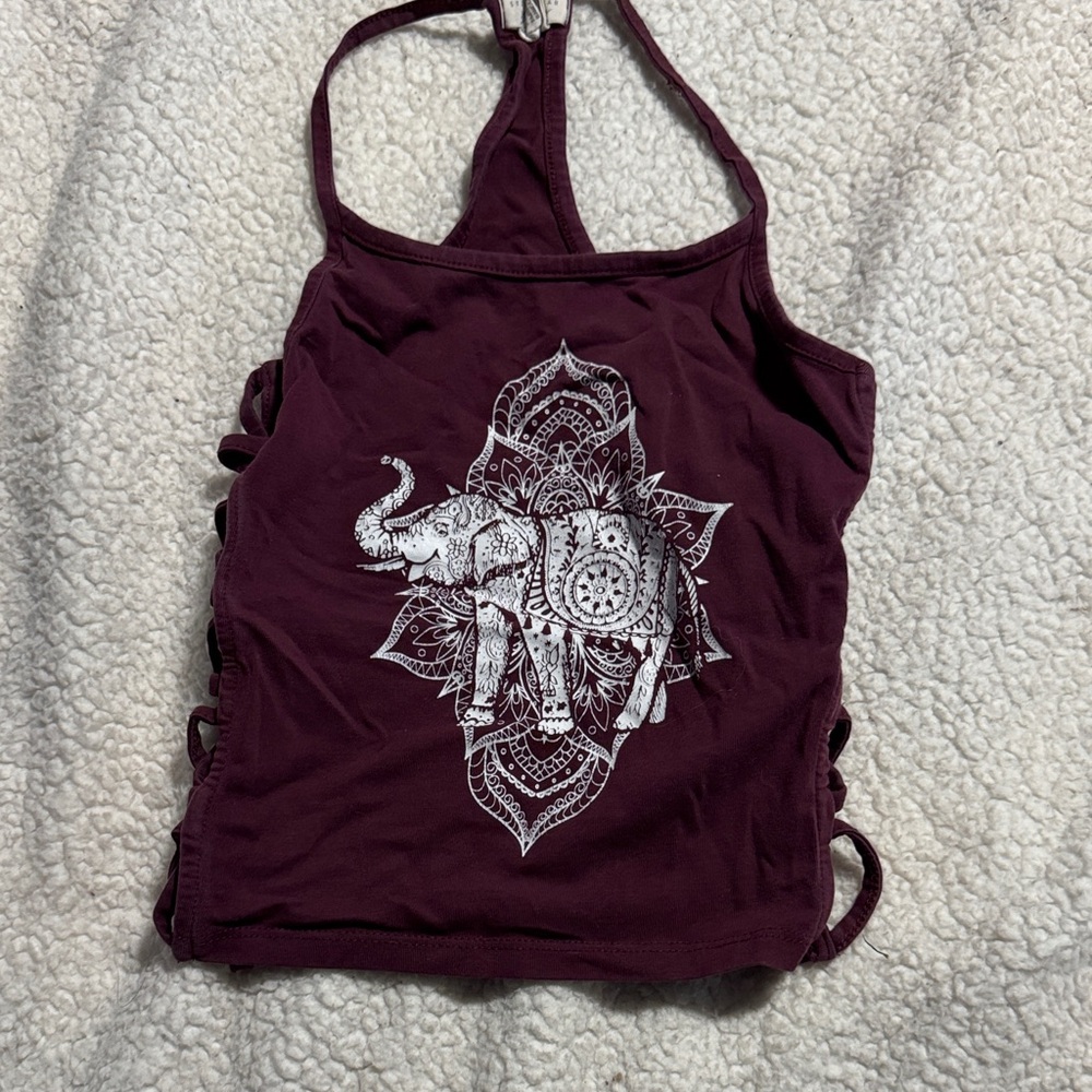 Streetwear Society Burgundy Elephant Print Tank Top